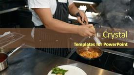  Presentation with chef - Slide set featuring chef-grating-cheese-on-pasta background and a tawny brown colored foreground