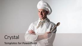  Presentation with cook chef - Amazing presentation theme having chef guy - portrait of a cook backdrop and a light gray colored foreground