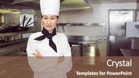  Presentation with cook chef - PPT layouts with chef hat - portrait of a confident female background and a tawny brown colored foreground