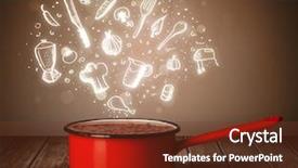  Presentation with cooking chef - Slides consisting of chef hat - shiny cooking icons coming background and a tawny brown colored foreground