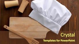  Presentation with cutting board - Audience pleasing theme consisting of chef hat cutting board backdrop and a tawny brown colored foreground