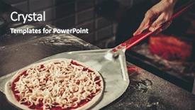  Presentation with italian food - Amazing PPT layouts having pizza baking dough with pasta backdrop and a dark gray colored foreground