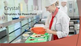  Presentation with heat - Cool new PPT theme with chef-in-commercial-kitchen-preparing backdrop and a soft green colored foreground