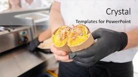  Presentation with food truck - Cool new PPT theme with food truck showing a burrito backdrop and a  colored foreground