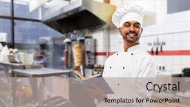  Presentation with cooking chef - Presentation theme consisting of asian eastern cuisine food - cooking profession and people concept background and a light gray colored foreground