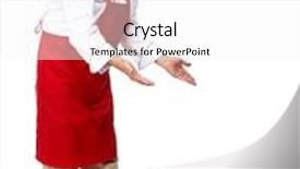  Presentation with chef - Slide deck enhanced with chef inviting at restaurant isolated over white background background and a white colored foreground