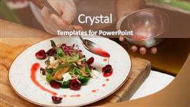  Presentation with appetizer - Colorful presentation theme enhanced with chef is adding red sauce backdrop and a coral colored foreground