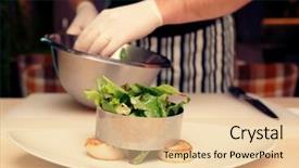  Presentation with appetizer - Presentation theme having chef is cooking appetizer with scallops toned background and a lemonade colored foreground