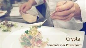 Presentation with cooking chef - PPT layouts featuring chef is cooking fish appetizer background and a lemonade colored foreground
