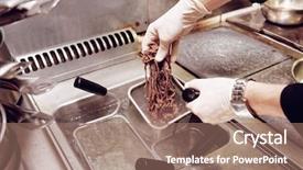  Presentation with cooking chef - Presentation theme enhanced with chef is cooking rye pasta background and a coral colored foreground