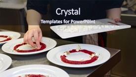  Presentation with appetizers - Presentation design consisting of chef is cooking set of appetizers putting soft cheese background and a wine colored foreground