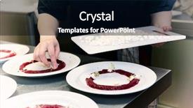  Presentation with appetizers - Presentation design having chef is cooking set of appetizers putting soft cheese toned image background and a black colored foreground