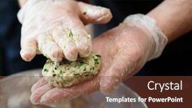  Presentation with cooking chef - Presentation design with chef-is-cooking-zucchini-fritters background and a tawny brown colored foreground