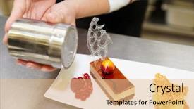  Presentation with pastry chef - Audience pleasing PPT theme consisting of chef is decorating a dessert backdrop and a lemonade colored foreground