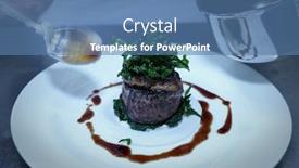  Presentation with tenderloin - Beautiful PPT layouts featuring chef is decorating tenderloin steak with sauce motion blur on spoon backdrop and a teal colored foreground