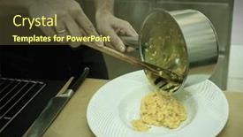  Presentation with porcelain - Amazing PPT layouts having chef is potting cooked risotto on white porcelain plate toned vignetting added backdrop and a tawny brown colored foreground