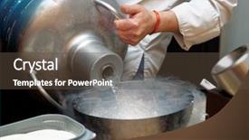  Presentation with liquid - Amazing PPT layouts having chef is pouring liquid nitroden backdrop and a tawny brown colored foreground