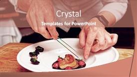  Presentation with haute cuisine - Amazing slide set having chef-is-serving-foie-gras backdrop and a coral colored foreground