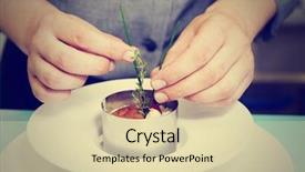  Presentation with stainless steel - Audience pleasing presentation design consisting of chef is serving risotto with stainless steel form toned image backdrop and a soft green colored foreground