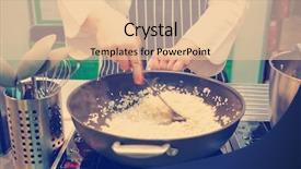  Presentation with chef - Slides having chef is stirring risotto in a large pan strong motion blur toned image background and a lemonade colored foreground