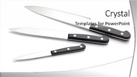  Presentation with knives - Slides enhanced with chef knife - three kitchen knives isolated background and a white colored foreground
