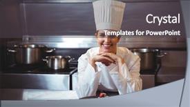  Presentation with chef - Amazing slides having chef leaning on the counter backdrop and a dark gray colored foreground