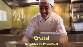  Presentation with chef - Presentation design consisting of ordering - smiling chef looking background and a tawny brown colored foreground