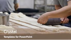  Presentation with chef - Theme featuring chef make of chinese bread background and a coral colored foreground