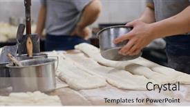 Presentation with chef - PPT theme enhanced with chef make of chinese bread background and a light gray colored foreground