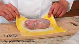  Presentation with beef cattle on farm - Cool new slide set with chef making beef wellington backdrop and a coral colored foreground