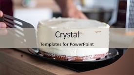  Presentation with chef - Audience pleasing PPT theme consisting of chef making red velvet cake backdrop and a soft green colored foreground