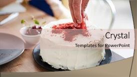  Presentation with cake - PPT layouts enhanced with chef making red velvet cake background and a lemonade colored foreground