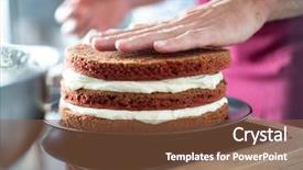  Presentation with chef - PPT layouts consisting of chef making red velvet cake background and a tawny brown colored foreground