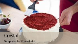  Presentation with cake durian - Cool new slides with chef making red velvet cake backdrop and a mint green colored foreground