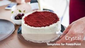  Presentation with chef - Colorful presentation enhanced with chef-making-red-velvet-cake backdrop and a coral colored foreground