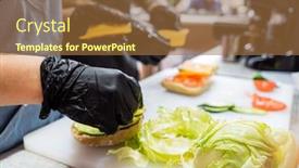  Presentation with sandwich - Theme enhanced with chef making sandwich in the truck cafe background and a coral colored foreground