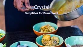  Presentation with chicken curry - PPT theme featuring chef making traditional sri lankan chicken curry dish at cooking class background and a navy blue colored foreground