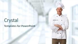  Presentation with chef - Colorful presentation design enhanced with chef man backdrop and a sky blue colored foreground