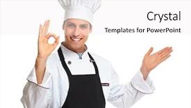  Presentation with chef - Presentation design featuring chef man background and a white colored foreground