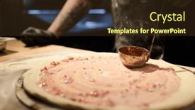  Presentation with restaurant kitchen - Theme with chef-of-restaurant-spreading-mixture background and a tawny brown colored foreground