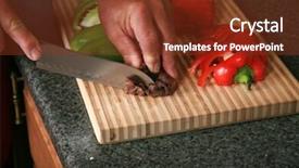  Presentation with bed hotel - Cool new PPT layouts with chef prepares food for a delicious breakfast in a fancy bed and breakfast hotel-restaurant backdrop and a tawny brown colored foreground