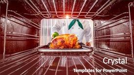  Presentation with cooking chef - PPT theme enhanced with chef prepares roast chicken in the oven view from the inside of the oven cooking in the oven background and a tawny brown colored foreground