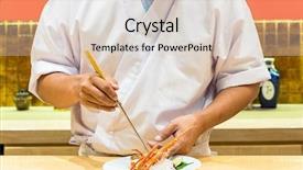  Presentation with cooking chef - PPT layouts with chef preparing and cooking lobster background and a lemonade colored foreground