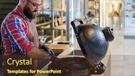  Presentation with grilling - Slides having chef-preparing-charcoals-before-grilling background and a tawny brown colored foreground