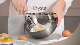  Presentation with pastries - Cool new slides with chef preparing dough for pastries backdrop and a coral colored foreground