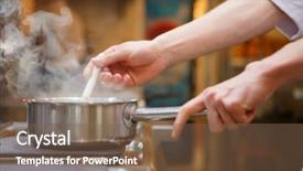  Presentation with cook chef - Presentation enhanced with chef preparing food background and a tawny brown colored foreground