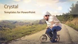  Presentation with bike - Slides with chef riding a small bike background and a  colored foreground