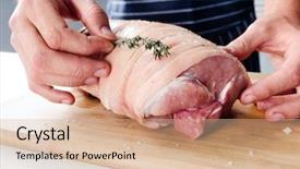  Presentation with chef - Cool new PPT theme with chef seasoning raw meat backdrop and a lemonade colored foreground