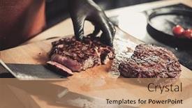  Presentation with meat - Cool new slides with chef-serving-freshly-cooked-meat backdrop and a coral colored foreground