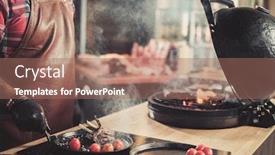  Presentation with ribs - Slide deck consisting of chef-serving-freshly-cooked-ribs background and a coral colored foreground